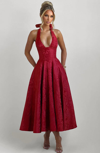 Robe mi-longue Effie - Rouge