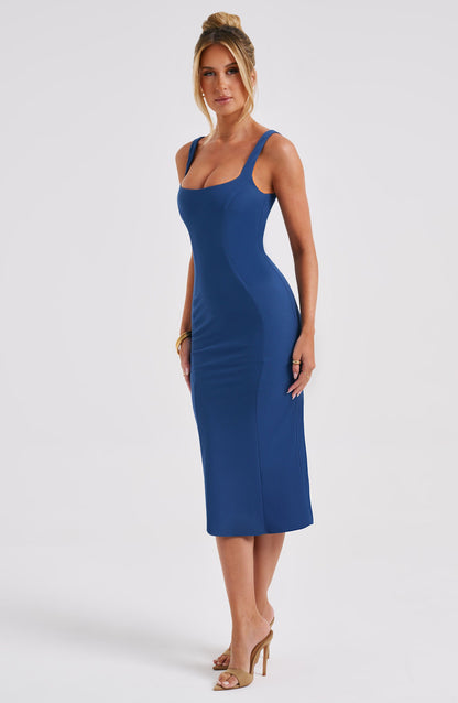 Robe mi-longue Elaine - Bleu marine