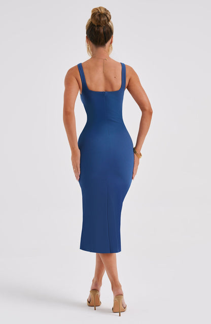 Robe mi-longue Elaine - Bleu marine