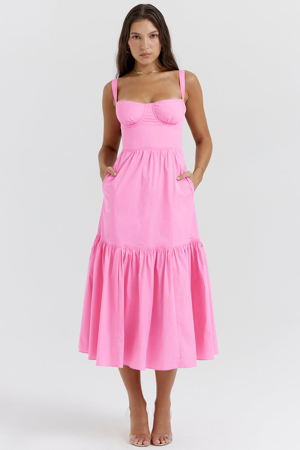 Coline Robe Mi-Longue Rose