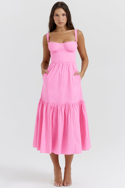 Coline Robe Mi-Longue Rose