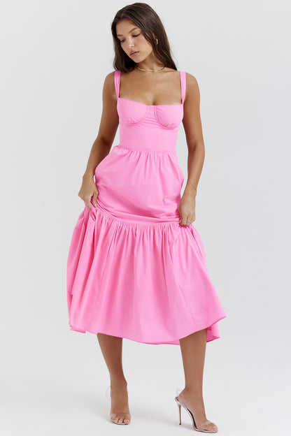Coline Robe Mi-Longue Rose