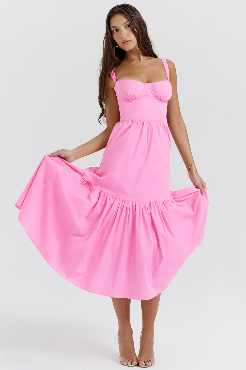 Coline Robe Mi-Longue Rose