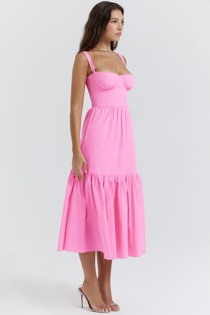 Coline Robe Mi-Longue Rose