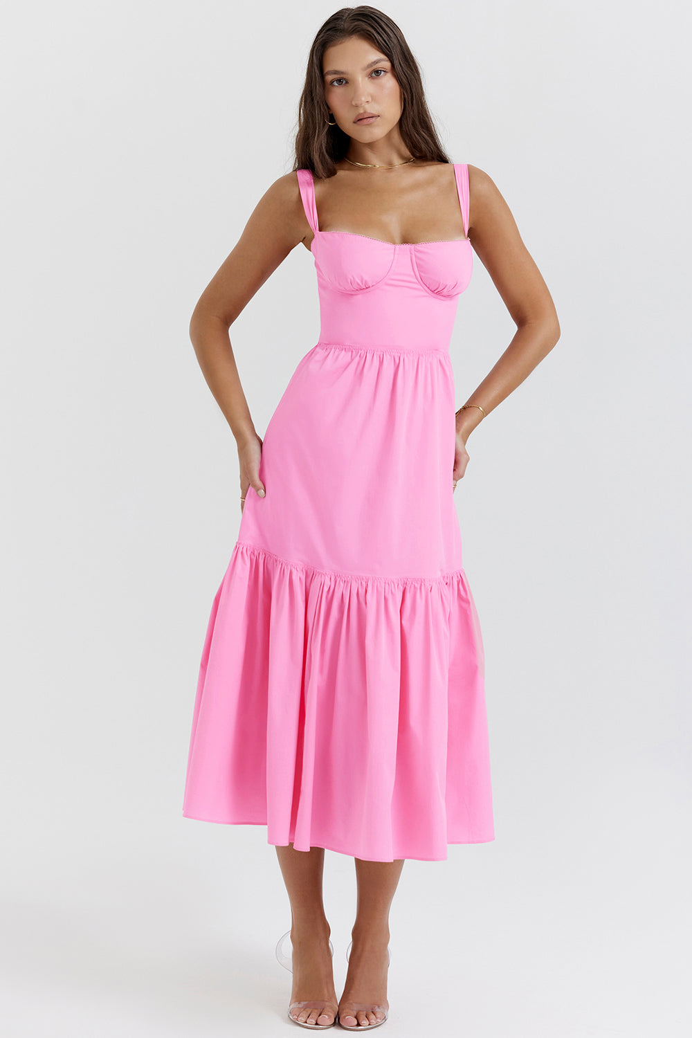 Coline Robe Mi-Longue Rose