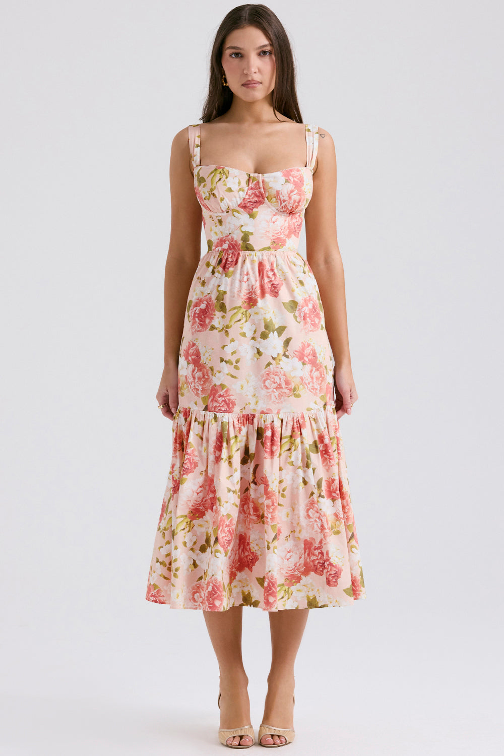 Coline Robe Mi-Longue Rose Pivoine