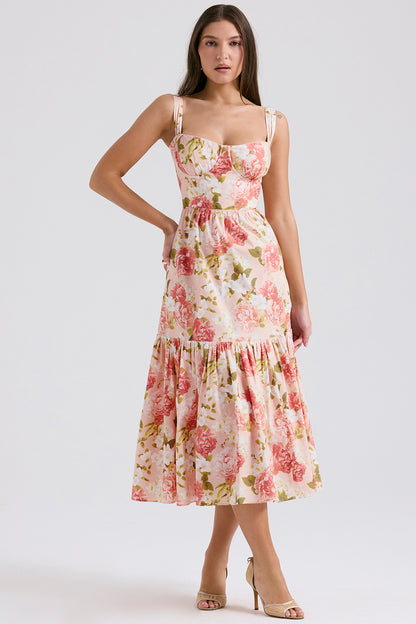Coline Robe Mi-Longue Rose Pivoine
