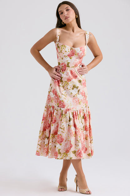 Coline Robe Mi-Longue Rose Pivoine