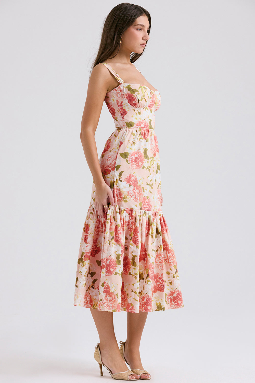 Coline Robe Mi-Longue Rose Pivoine