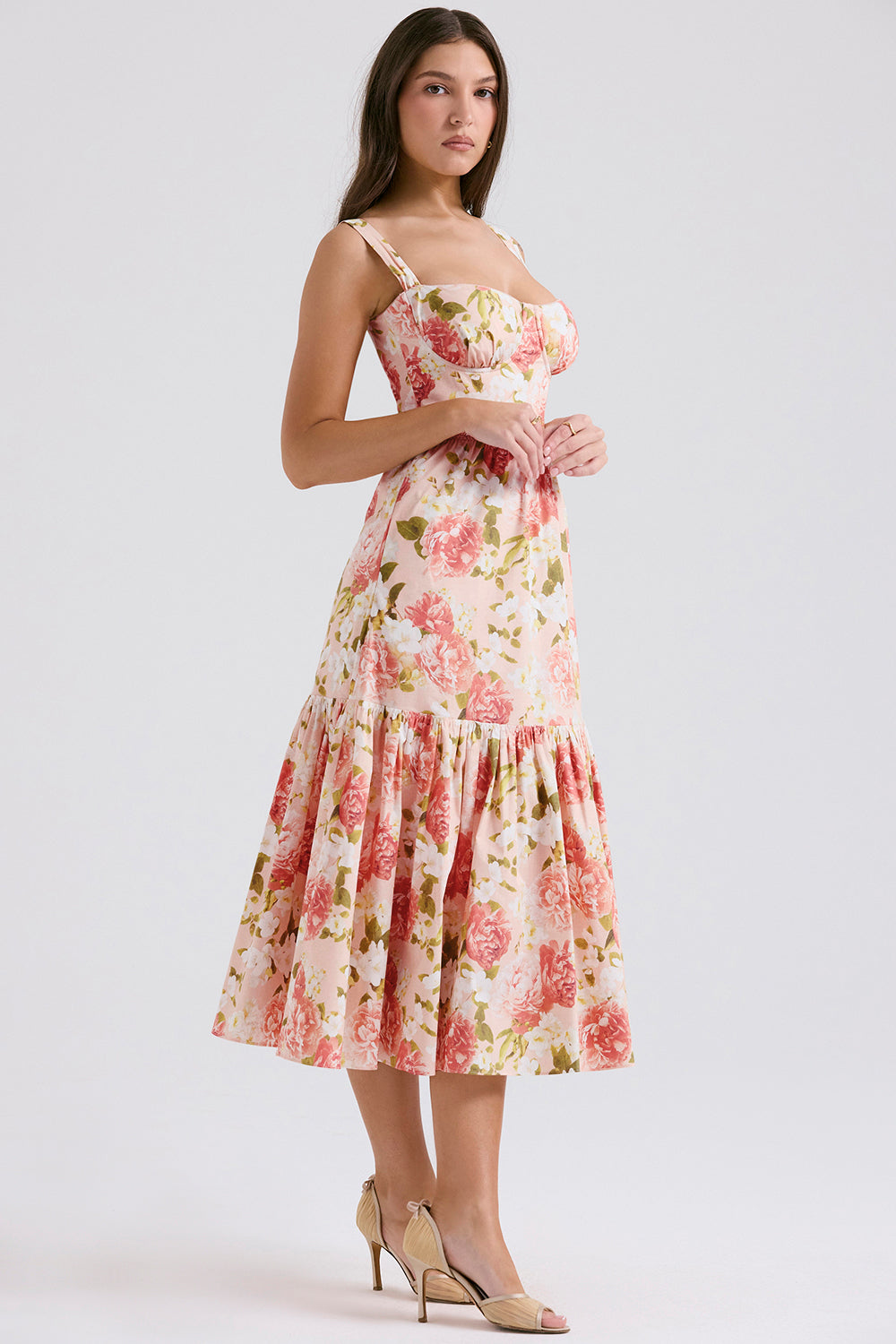 Coline Robe Mi-Longue Rose Pivoine