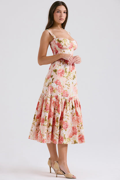 Coline Robe Mi-Longue Rose Pivoine