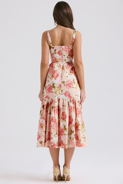 Coline Robe Mi-Longue Rose Pivoine