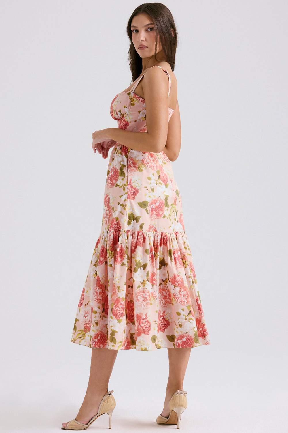 Coline Robe Mi-Longue Rose Pivoine