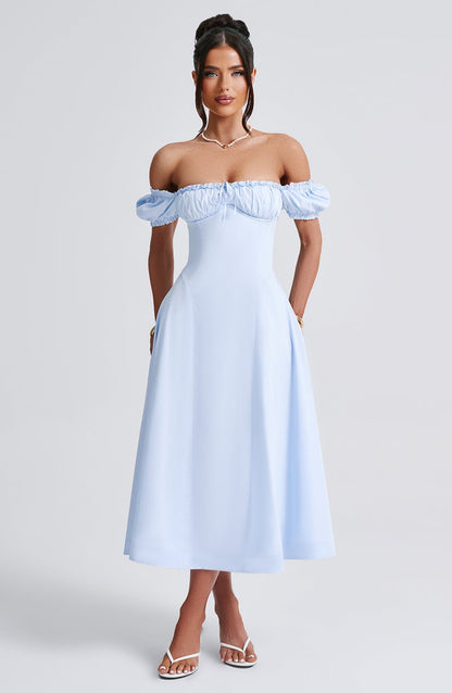 Robe mi-longue Elora - Bleu