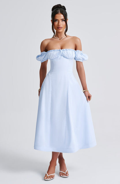 Robe mi-longue Elora - Bleu