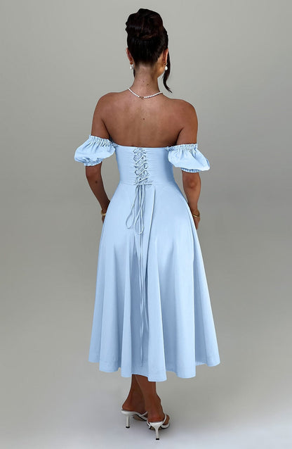 Robe mi-longue Elora - Bleu