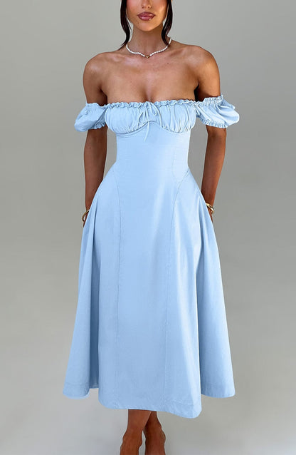 Robe mi-longue Elora - Bleu