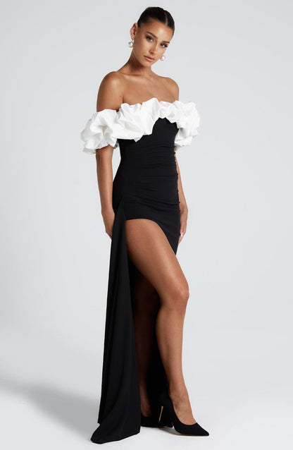 Robe longue Elsie - Noir/Blanc