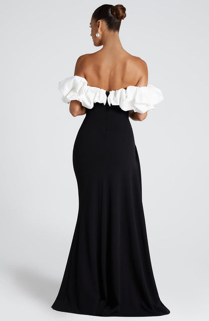 Robe longue Elsie - Noir/Blanc