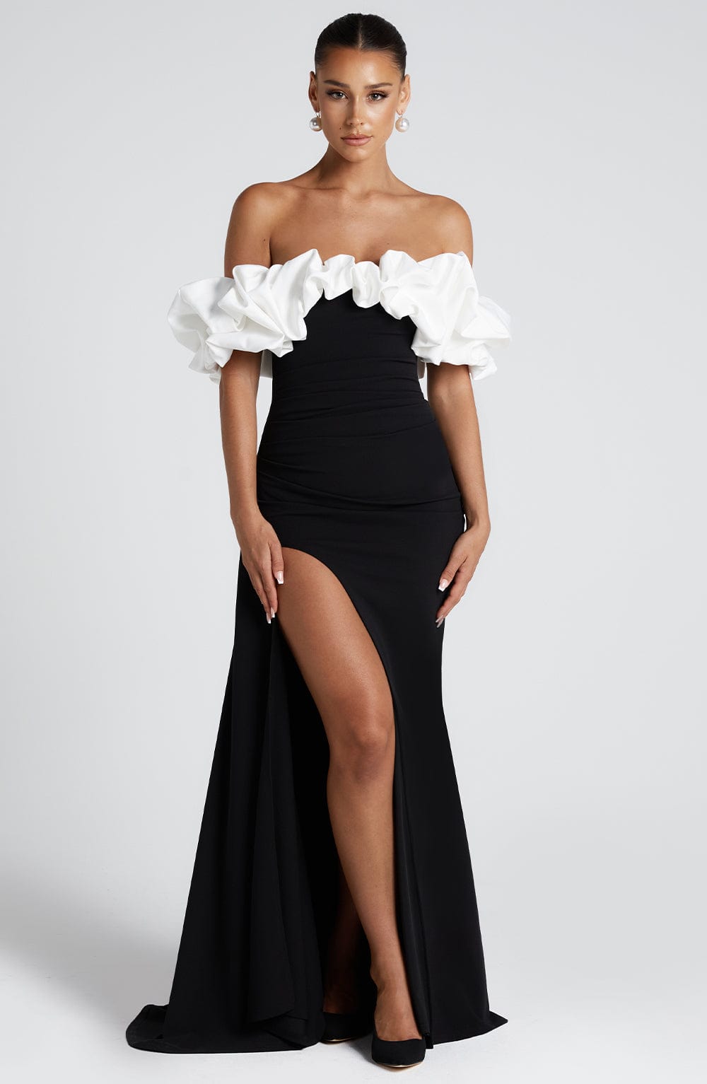 Robe longue Elsie - Noir/Blanc