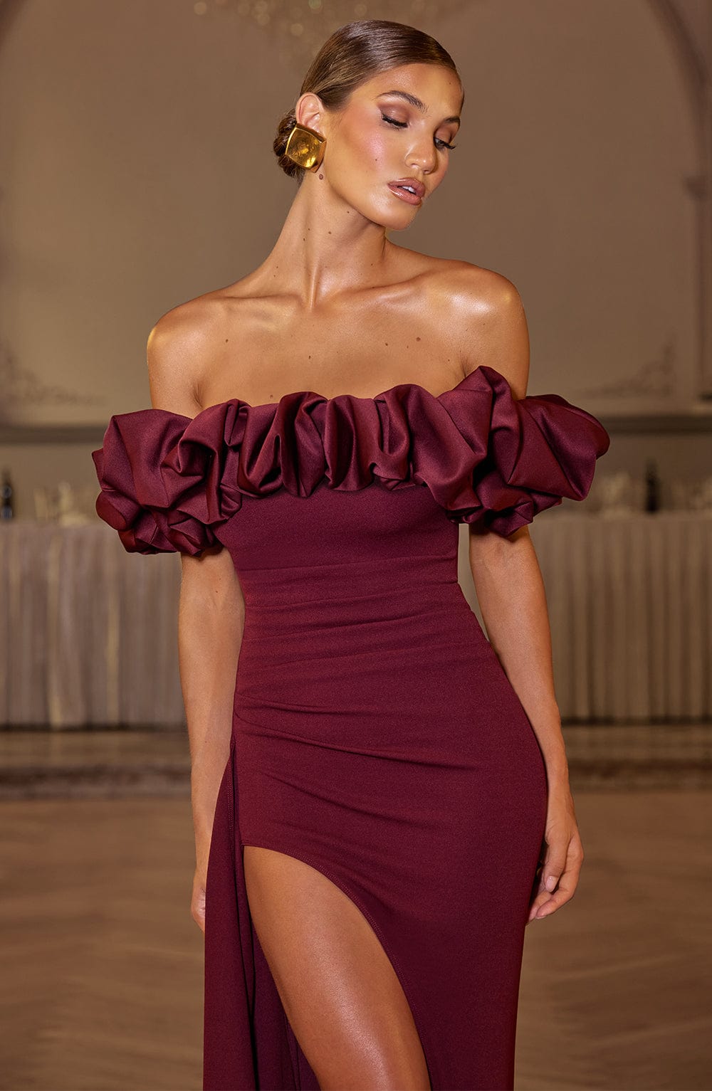 Robe longue Elsie - Laque cerise