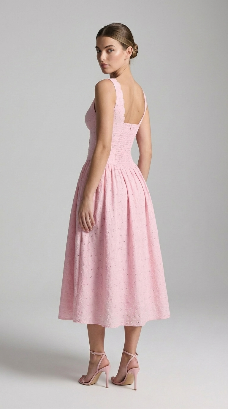 Althea Robe Mi-Longue - Rose Camélia