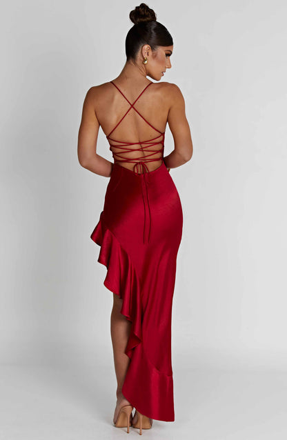 Robe mi-longue Flora - Rouge