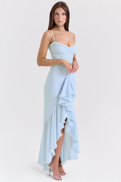 Éléonore Robe Longue Bleu Ciel