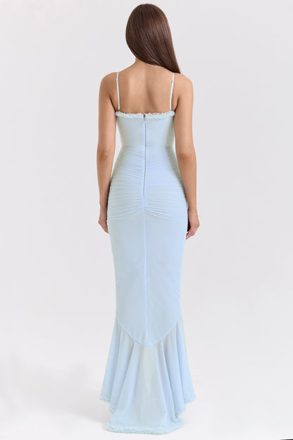 Éléonore Robe Longue Bleu Ciel