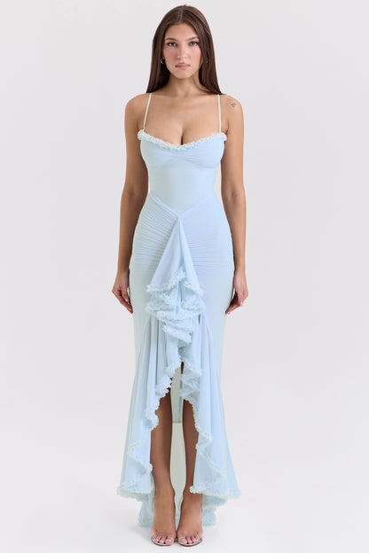 Éléonore Robe Longue Bleu Ciel