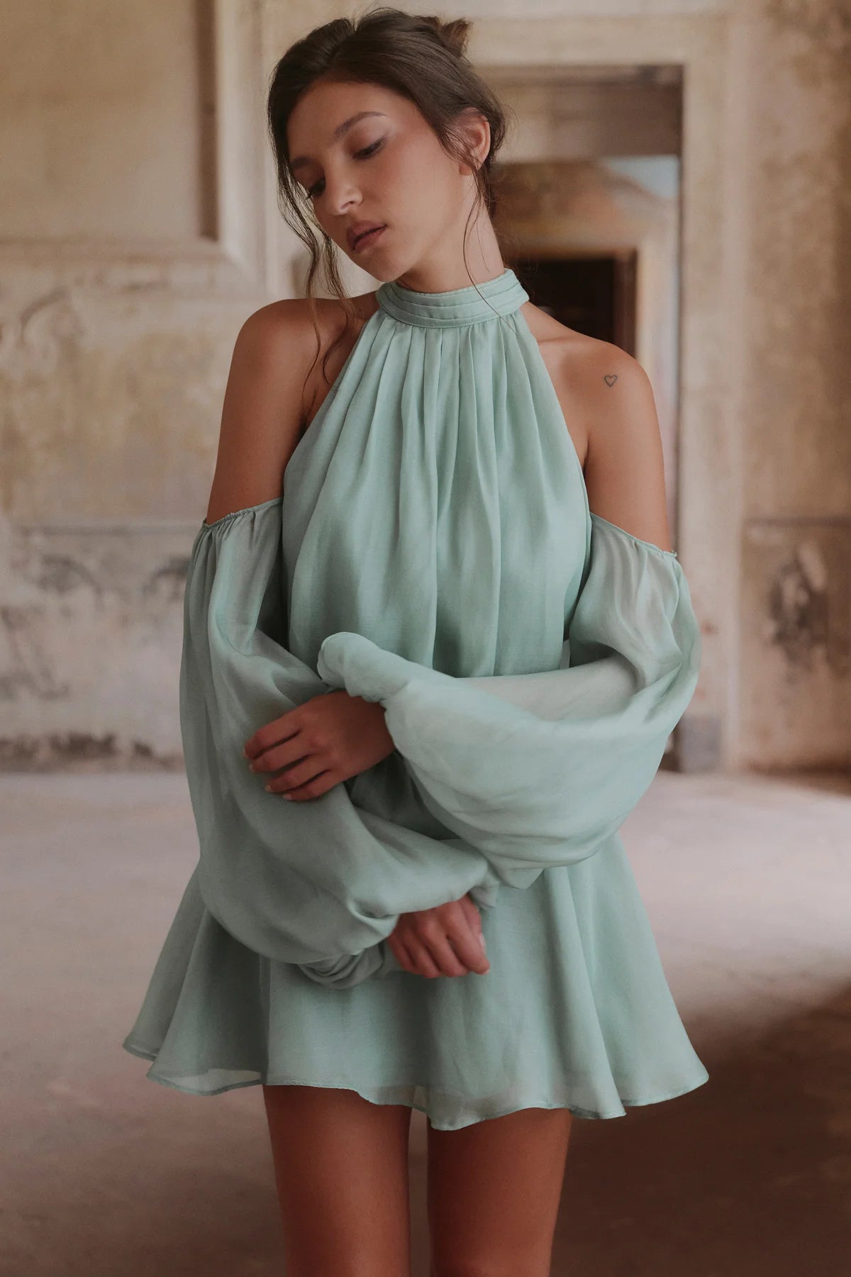 Garance Robe Courte Vert Jade dos