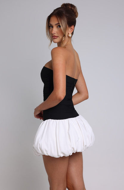 Robe courte Gemma - Noir/Blanc