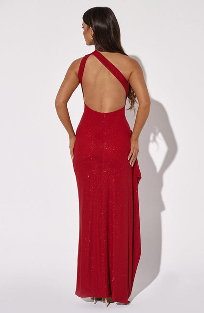 Robe longue Geneviève - Rouge pailleté