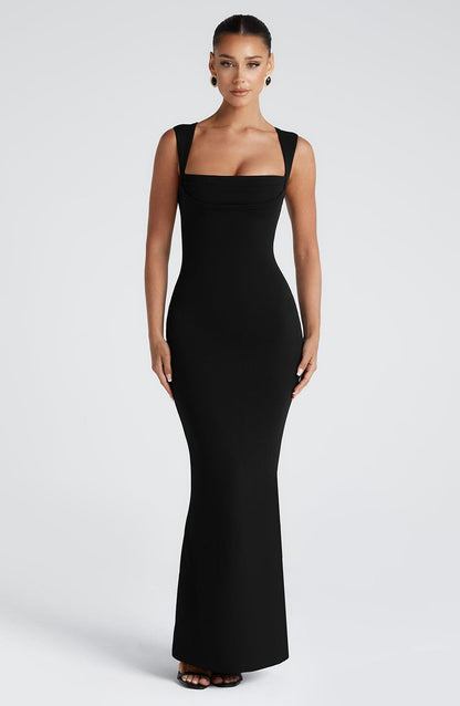 Robe longue Helena - Noir