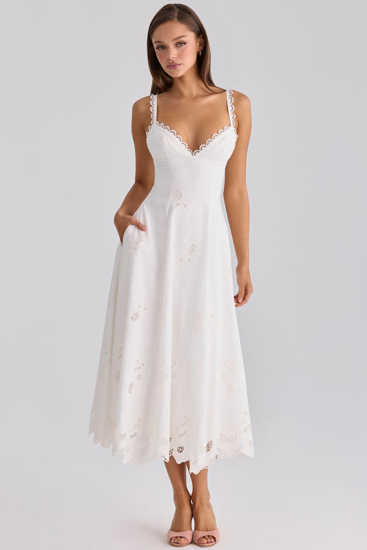 Ombeline Robe Mi-Longue Blanc