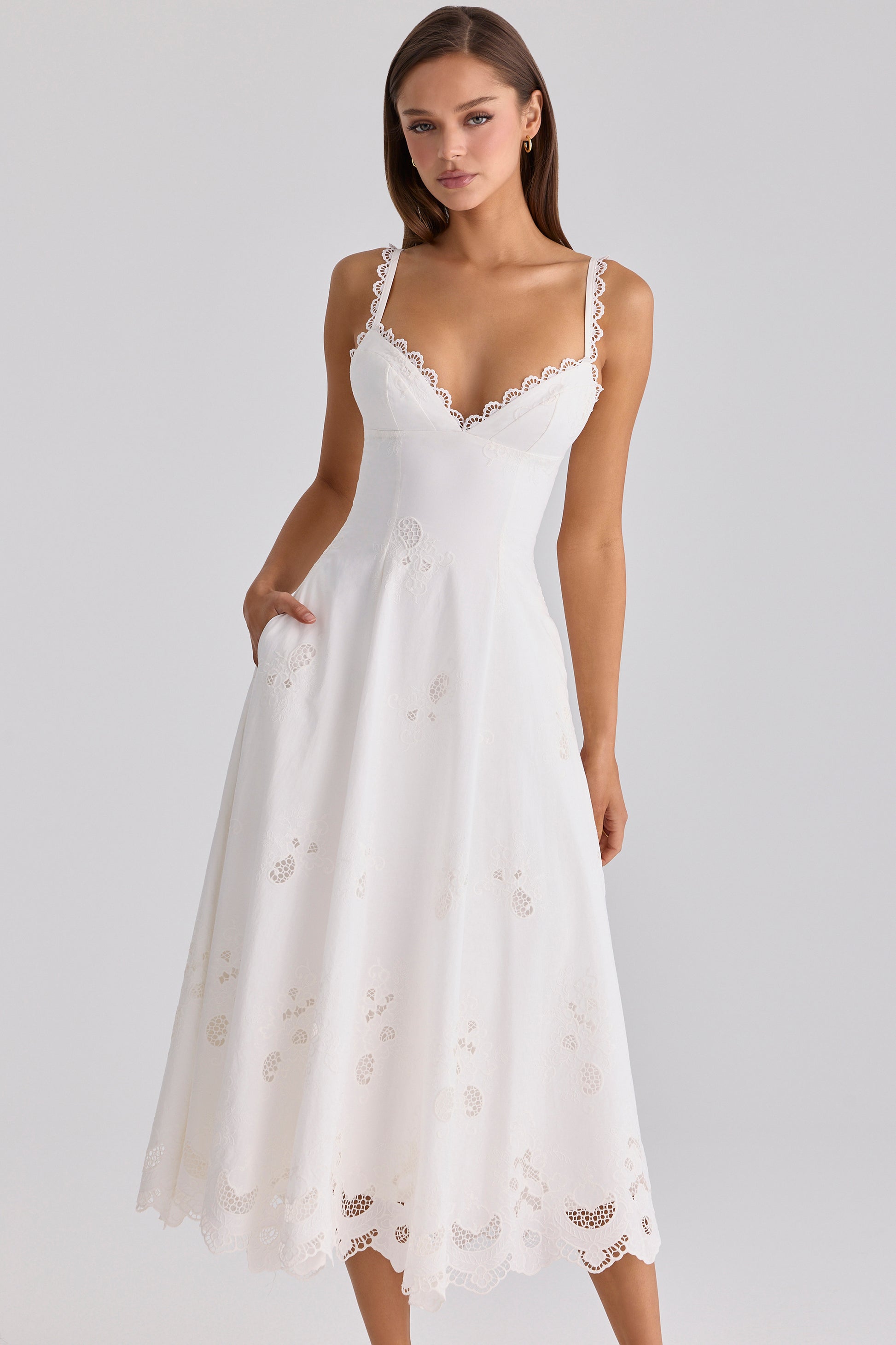 Ombeline Robe Mi-Longue Blanc