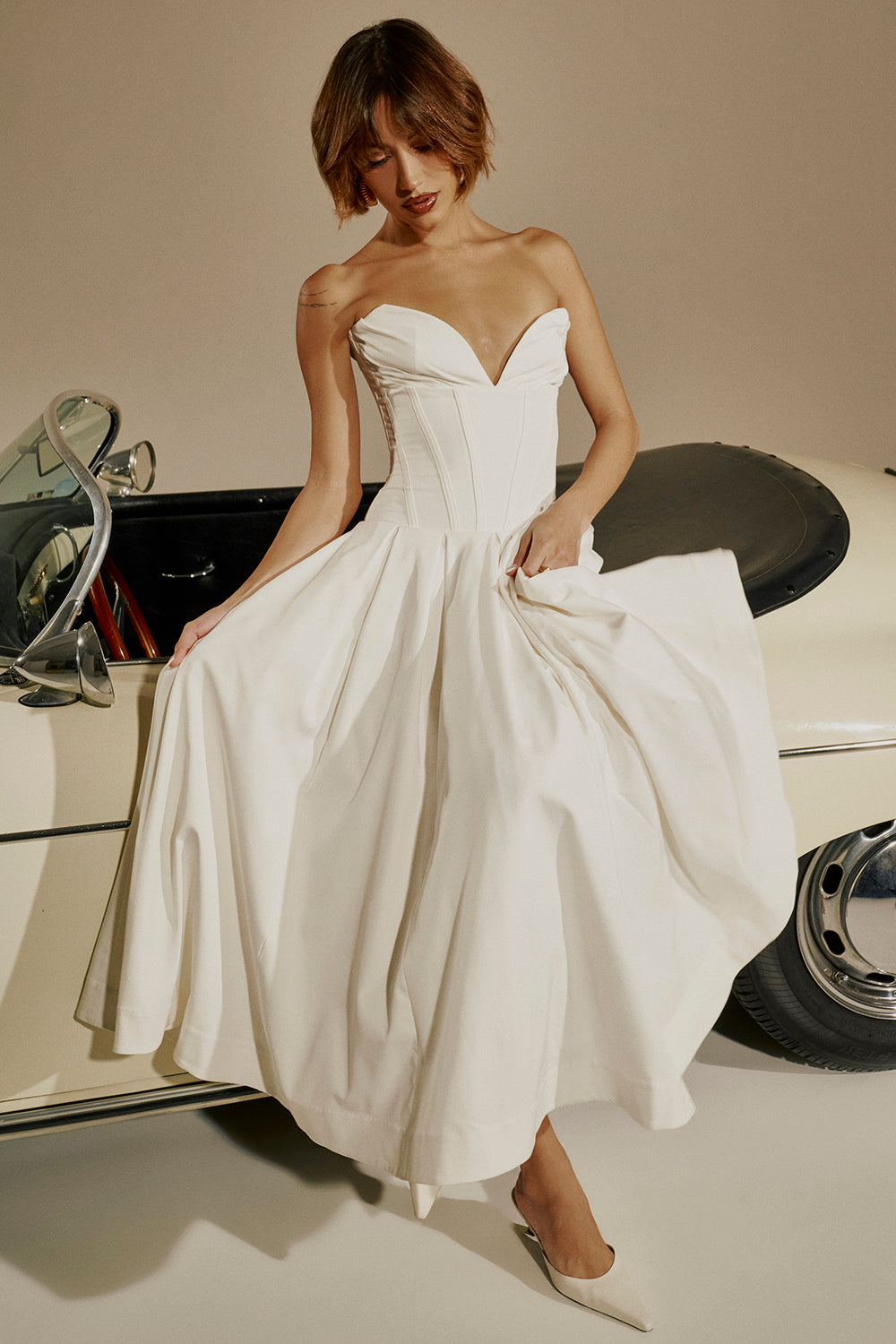 Apolline Robe Mi-Longue Blanc