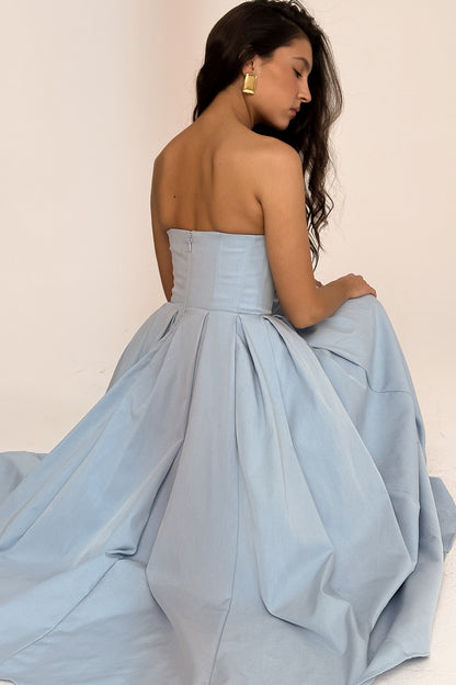 Capucine Robe Mi-Longue Bleu