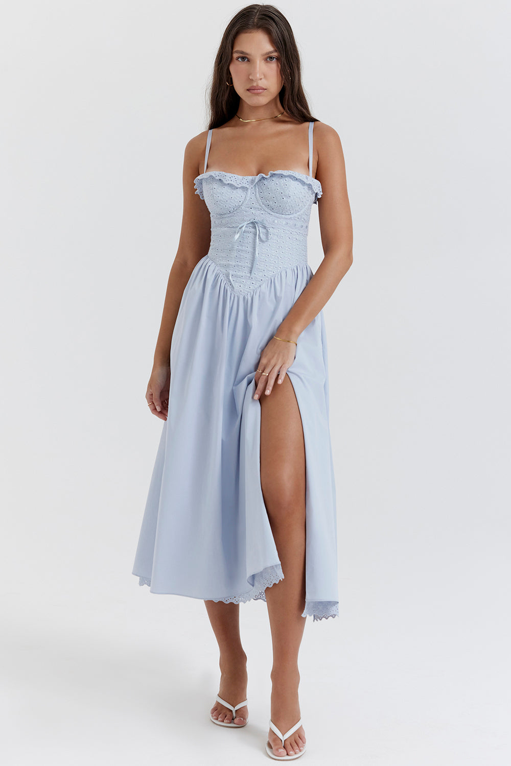 Azélie Robe Mi-Longue Bleu Clair