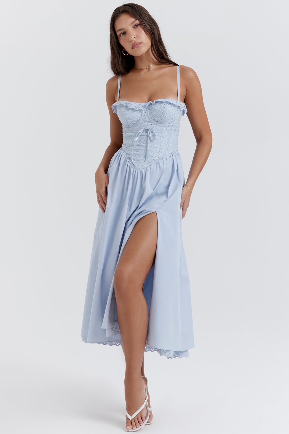 Azélie Robe Mi-Longue Bleu Clair