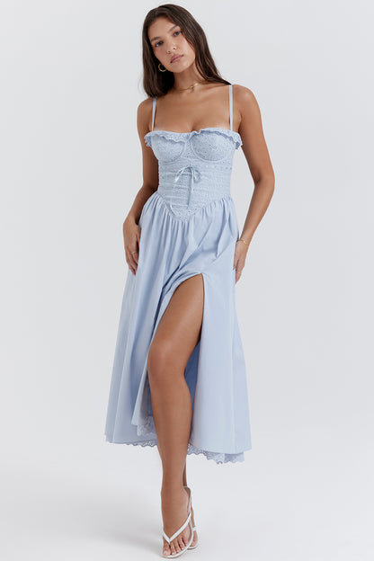 Azélie Robe Mi-Longue Bleu Clair