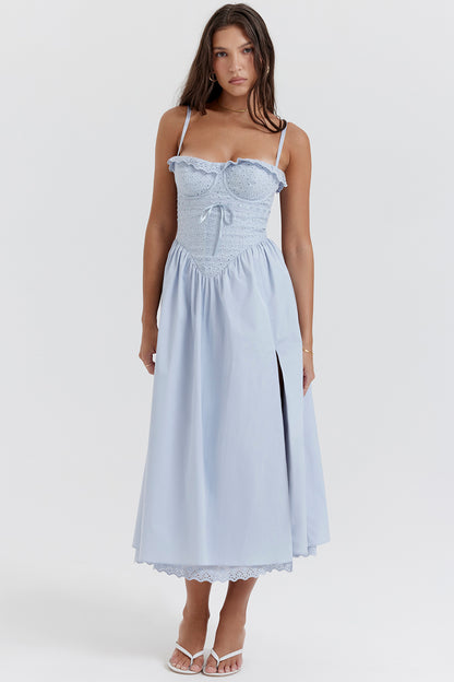 Azélie Robe Mi-Longue Bleu Clair