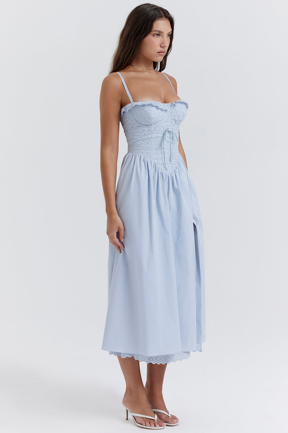 Azélie Robe Mi-Longue Bleu Clair