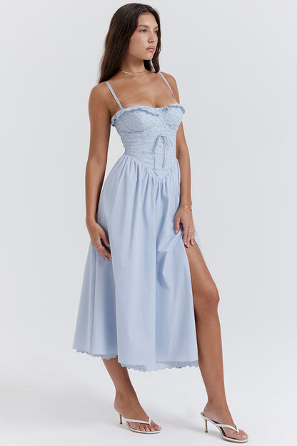 Azélie Robe Mi-Longue Bleu Clair