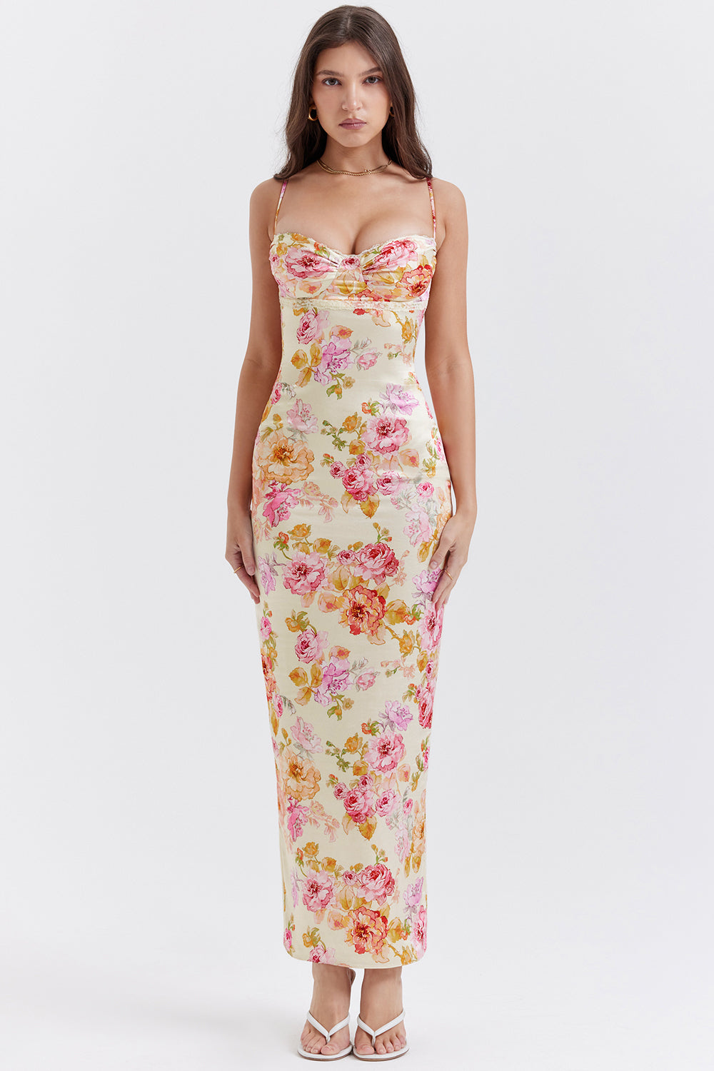 Clémence Robe Longue Ivoire Floral
