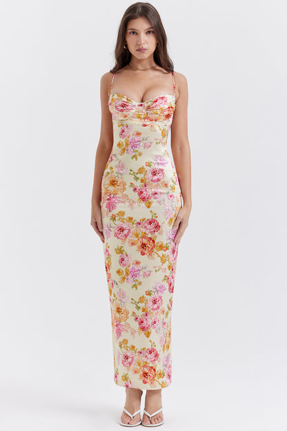 Clémence Robe Longue Ivoire Floral