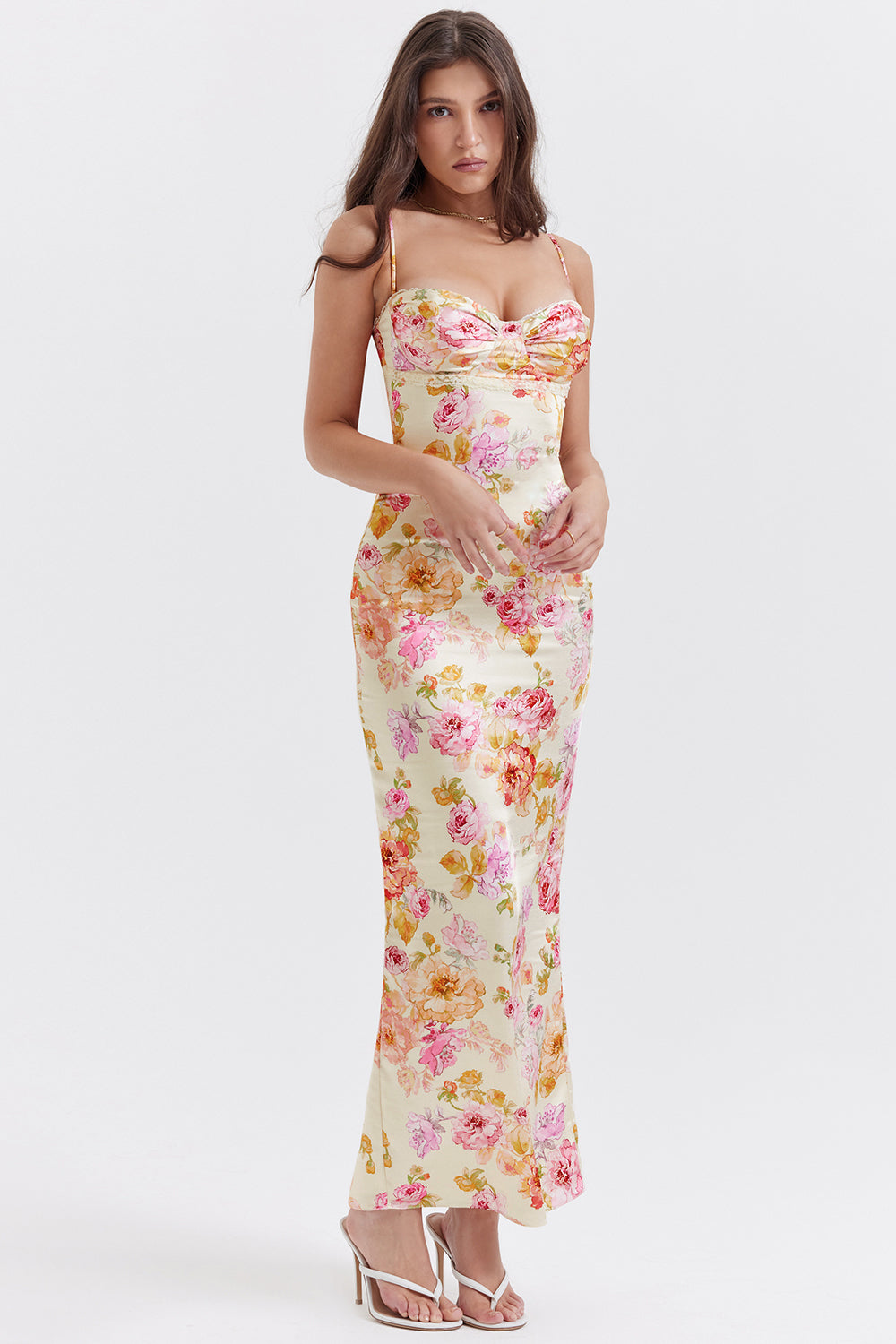 Clémence Robe Longue Ivoire Floral