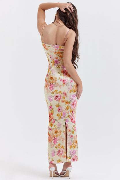 Clémence Robe Longue Ivoire Floral