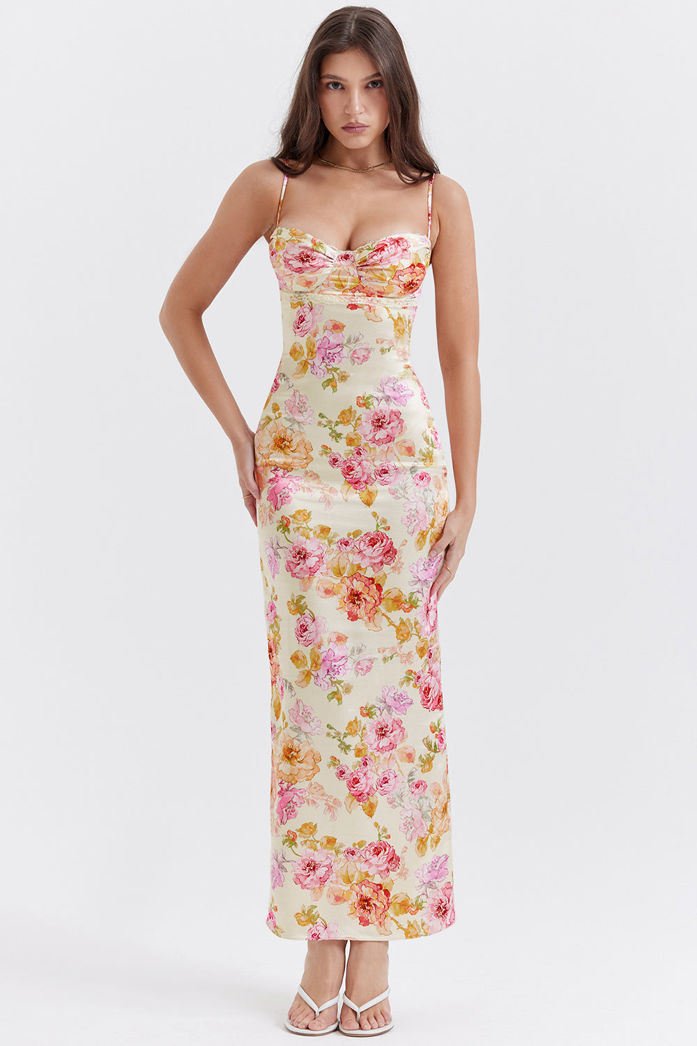 Clémence Robe Longue Ivoire Floral