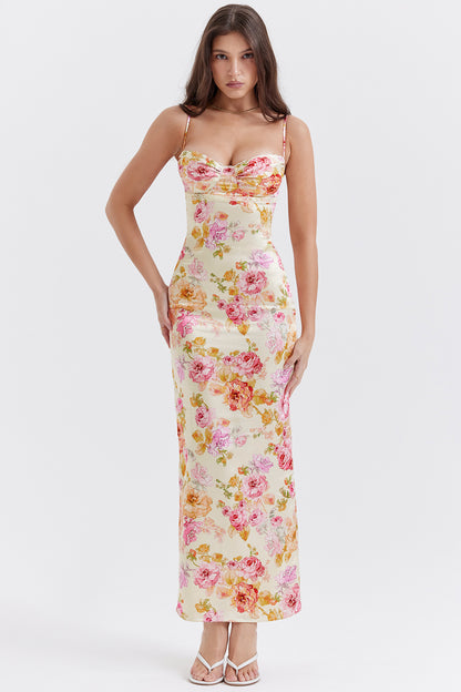 Clémence Robe Longue Ivoire Floral